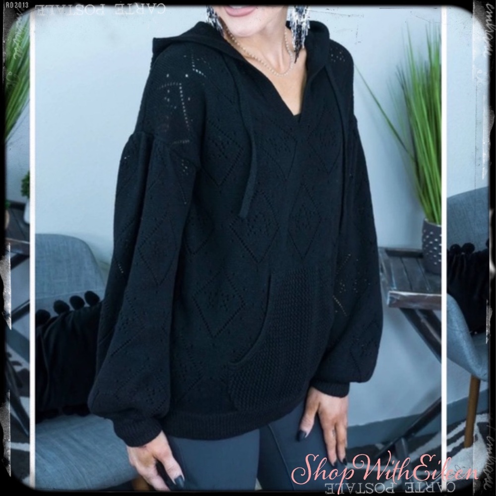 Call It Comfort Black Light Weight Summer Sweater Hoodie